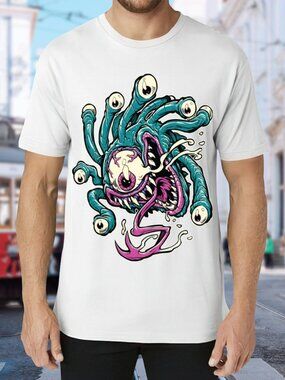 Graphic Monster Eye Tee - Teal & Purple Design